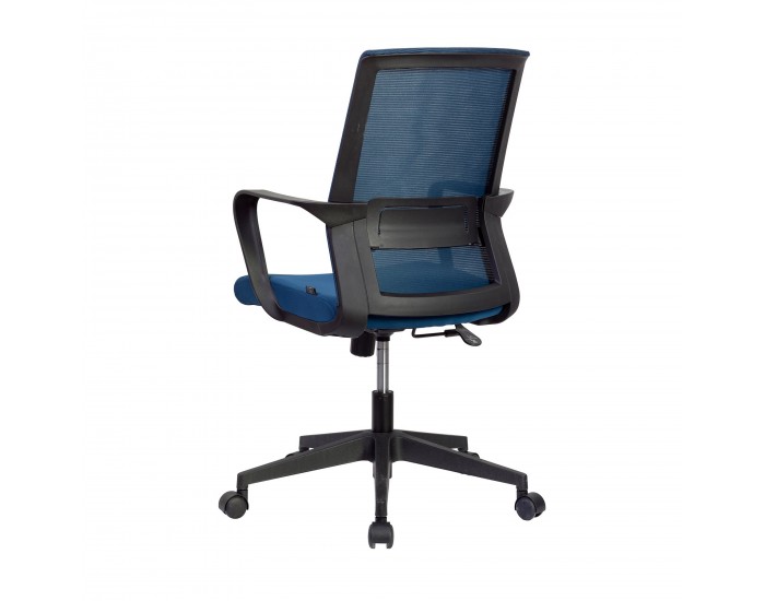 Офис стол RFG Smart W, дамаска и меш, Tilt механизъм, до 120 kg, тъмносиня седалка, тъмносиня облегалка