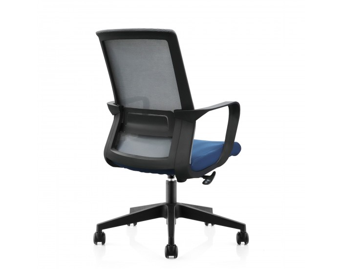 Офис стол RFG Smart W, дамаска и меш, Tilt механизъм, до 120 kg, синя седалка, сива облегалка