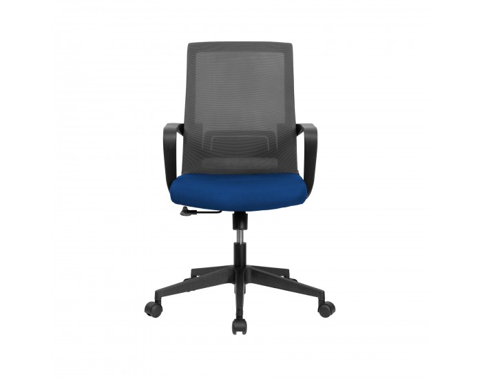 Офис стол RFG Smart W, дамаска и меш, Tilt механизъм, до 120 kg, синя седалка, сива облегалка