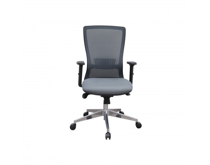 Офис стол RFG Ergo 06 W, дамаска и меш, Synchronous механизъм, до 120 kg, сив