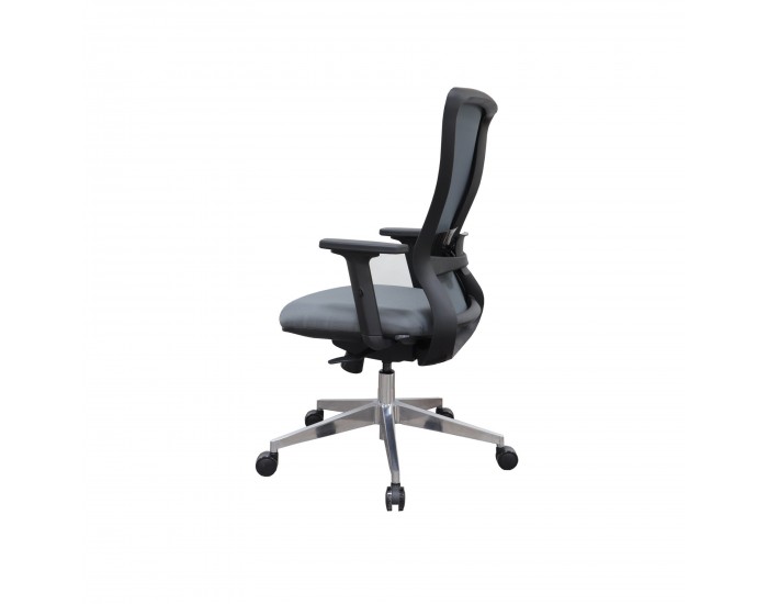 Офис стол RFG Ergo 06 W, дамаска и меш, Synchronous механизъм, до 120 kg, сив
