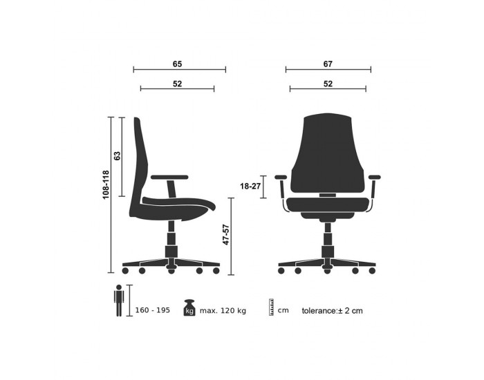 Офис стол RFG Ergo 06 W, дамаска и меш, Synchronous механизъм, до 120 kg, сив