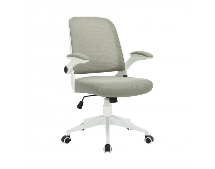 Офис стол RFG Pretty White W, дамаска и меш, Tilt механизъм, до 120 kg, сив