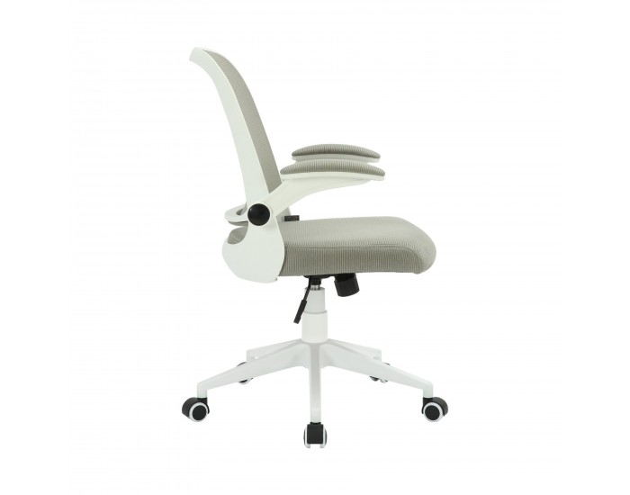Офис стол RFG Pretty White W, дамаска и меш, Tilt механизъм, до 120 kg, сив