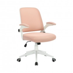 Офис стол RFG Pretty White W, дамаска и меш, Tilt механизъм, до 120 kg, розов - Rfg