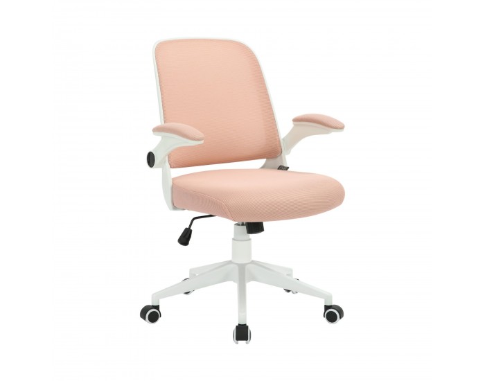 Офис стол RFG Pretty White W, дамаска и меш, Tilt механизъм, до 120 kg, розов