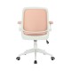 Офис стол RFG Pretty White W, дамаска и меш, Tilt механизъм, до 120 kg, розов
