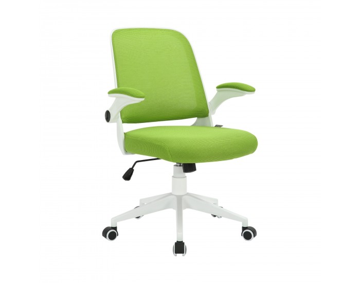 Офис стол RFG Pretty White W, дамаска и меш, Tilt механизъм, до 120 kg, зелен