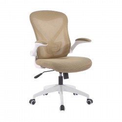 Офис стол RFG Jolly White W, дамаска и меш, Tilt механизъм, до 120 kg, бежов - Rfg
