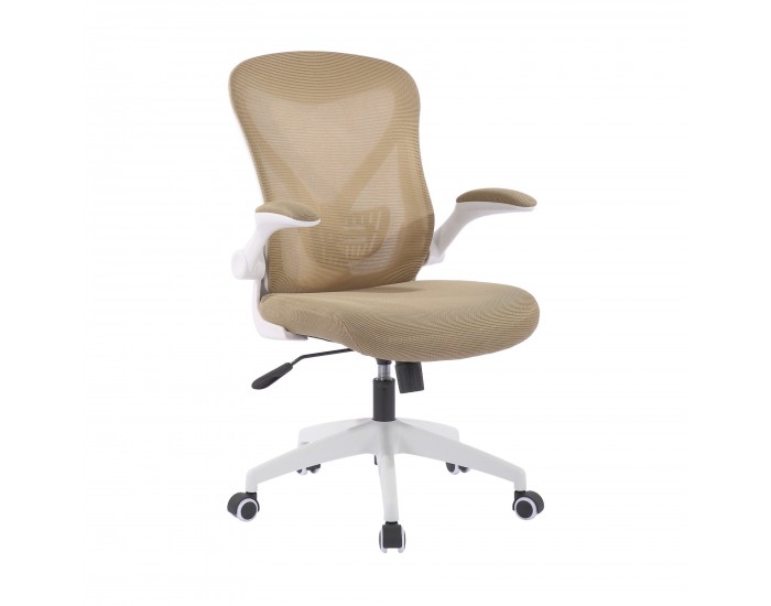 Офис стол RFG Jolly White W, дамаска и меш, Tilt механизъм, до 120 kg, бежов