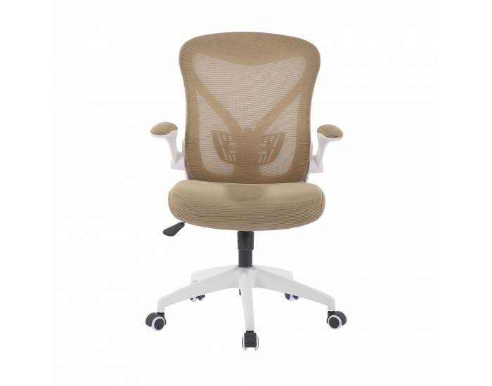 Офис стол RFG Jolly White W, дамаска и меш, Tilt механизъм, до 120 kg, бежов