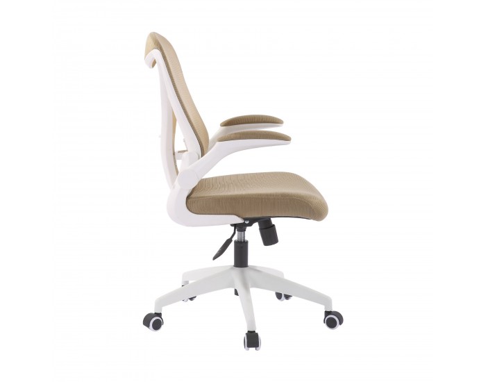 Офис стол RFG Jolly White W, дамаска и меш, Tilt механизъм, до 120 kg, бежов