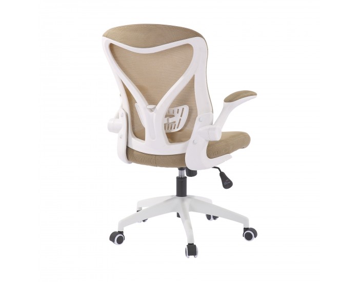 Офис стол RFG Jolly White W, дамаска и меш, Tilt механизъм, до 120 kg, бежов