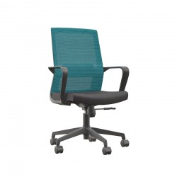 Офис стол RFG Smart W, дамаска и меш, Tilt механизъм, до 120 kg, черна седалка, синя облегалка - Rfg