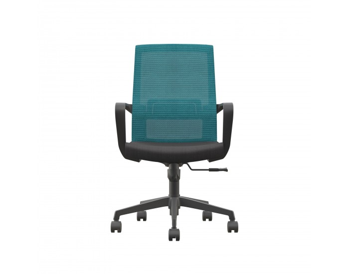 Офис стол RFG Smart W, дамаска и меш, Tilt механизъм, до 120 kg, черна седалка, синя облегалка