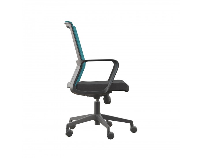 Офис стол RFG Smart W, дамаска и меш, Tilt механизъм, до 120 kg, черна седалка, синя облегалка