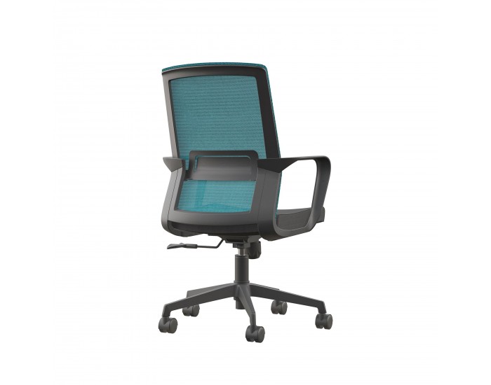 Офис стол RFG Smart W, дамаска и меш, Tilt механизъм, до 120 kg, черна седалка, синя облегалка