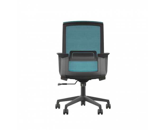 Офис стол RFG Smart W, дамаска и меш, Tilt механизъм, до 120 kg, черна седалка, синя облегалка