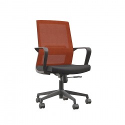 Офис стол RFG Smart W, дамаска и меш, Tilt механизъм, до 120 kg, черна седалка, тъмночервена облегалка - Rfg