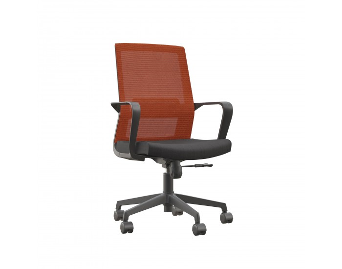 Офис стол RFG Smart W, дамаска и меш, Tilt механизъм, до 120 kg, черна седалка, тъмночервена облегалка