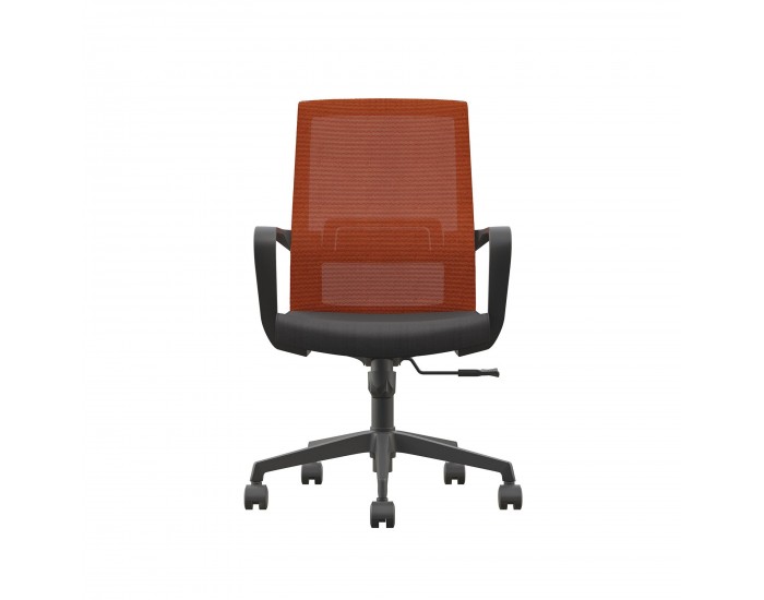 Офис стол RFG Smart W, дамаска и меш, Tilt механизъм, до 120 kg, черна седалка, тъмночервена облегалка
