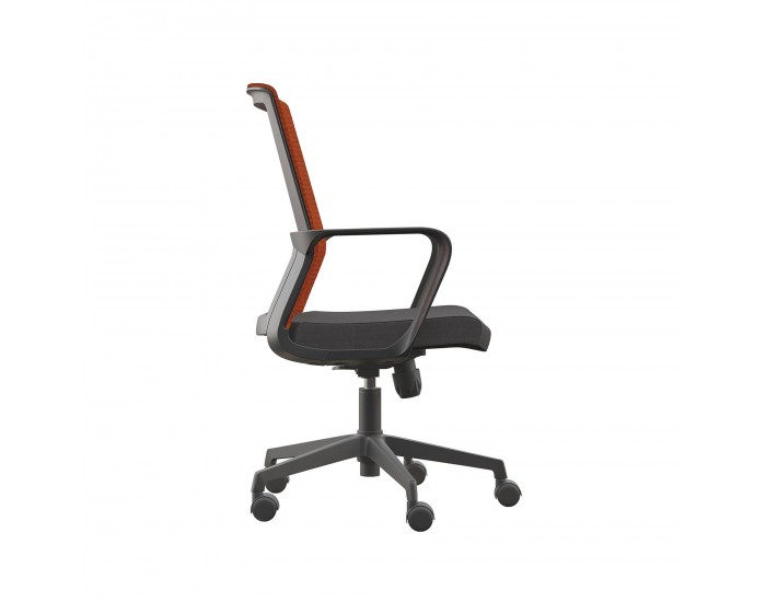 Офис стол RFG Smart W, дамаска и меш, Tilt механизъм, до 120 kg, черна седалка, тъмночервена облегалка