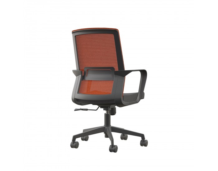 Офис стол RFG Smart W, дамаска и меш, Tilt механизъм, до 120 kg, черна седалка, тъмночервена облегалка