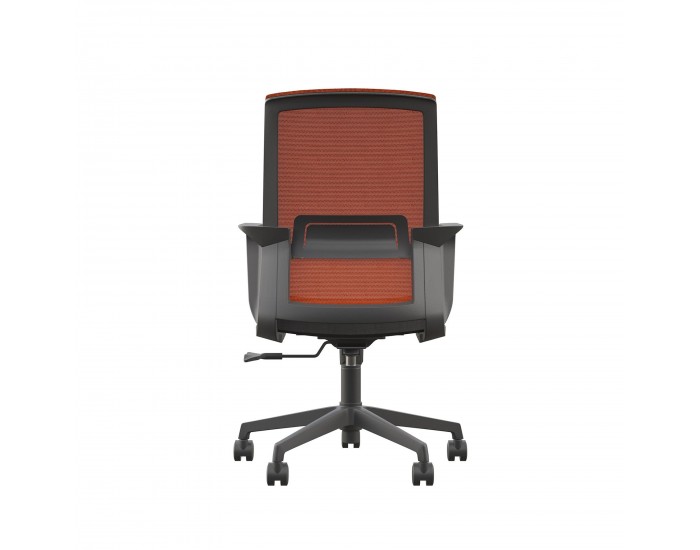 Офис стол RFG Smart W, дамаска и меш, Tilt механизъм, до 120 kg, черна седалка, тъмночервена облегалка