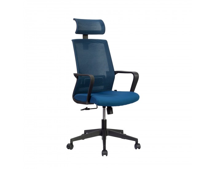 Директорски стол RFG Smart HB, дамаска и меш, Tilt механизъм, до 120 kg, тъмносиня седалка, тъмносиня облегалка
