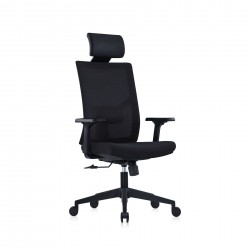 Ергономичен стол RFG Snow Black HB, дамаска и меш, Multi-function механизъм, до 120 kg, черна седалка, черна облегалка - Rfg
