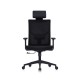 Ергономичен стол RFG Snow Black HB, дамаска и меш, Multi-function механизъм, до 120 kg, черна седалка, черна облегалка