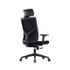 Ергономичен стол RFG Snow Black HB, дамаска и меш, Multi-function механизъм, до 120 kg, черна седалка, черна облегалка
