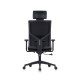 Ергономичен стол RFG Snow Black HB, дамаска и меш, Multi-function механизъм, до 120 kg, черна седалка, черна облегалка