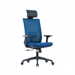 Ергономичен стол RFG Snow Black HB, дамаска и меш, Multi-function механизъм, до 120 kg, тъмносиня седалка, тъмносиня облегалка - Rfg