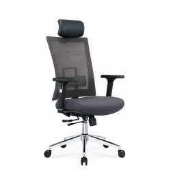 Ергономичен стол RFG Luxe Chrome HB, дамаска и меш, Multi-function механизъм, до 120 kg, сив - Rfg