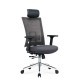 Ергономичен стол RFG Luxe Chrome HB, дамаска и меш, Multi-function механизъм, до 120 kg, сив