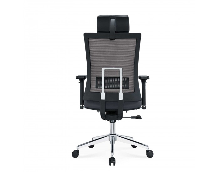 Ергономичен стол RFG Luxe Chrome HB, дамаска и меш, Multi-function механизъм, до 120 kg, сив