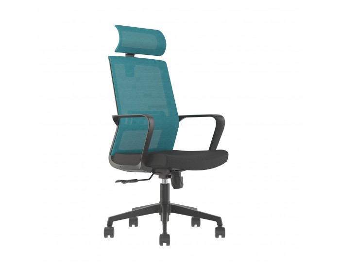Директорски стол RFG Smart HB, дамаска и меш, Tilt механизъм, до 120 kg, черна седалка, синя облегалка