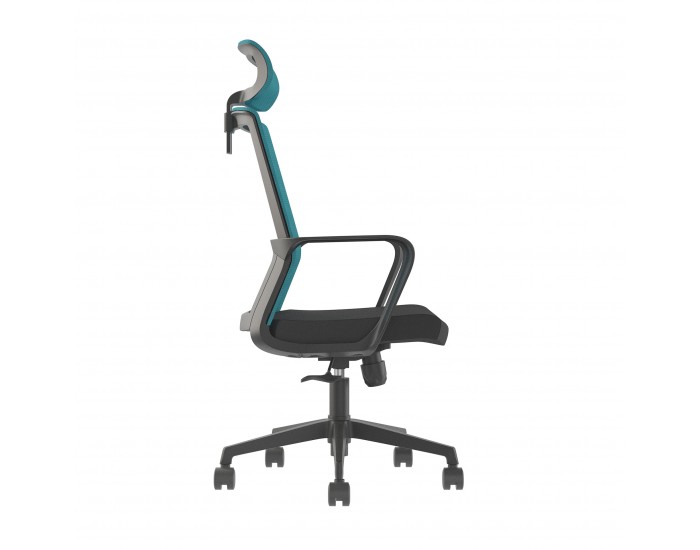 Директорски стол RFG Smart HB, дамаска и меш, Tilt механизъм, до 120 kg, черна седалка, синя облегалка