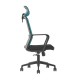 Директорски стол RFG Smart HB, дамаска и меш, Tilt механизъм, до 120 kg, черна седалка, синя облегалка