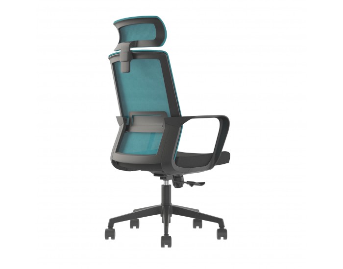 Директорски стол RFG Smart HB, дамаска и меш, Tilt механизъм, до 120 kg, черна седалка, синя облегалка