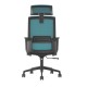 Директорски стол RFG Smart HB, дамаска и меш, Tilt механизъм, до 120 kg, черна седалка, синя облегалка