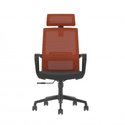 Директорски стол RFG Smart HB, дамаска и меш, Tilt механизъм, до 120 kg, черна седалка, тъмночервена облегалка - Rfg