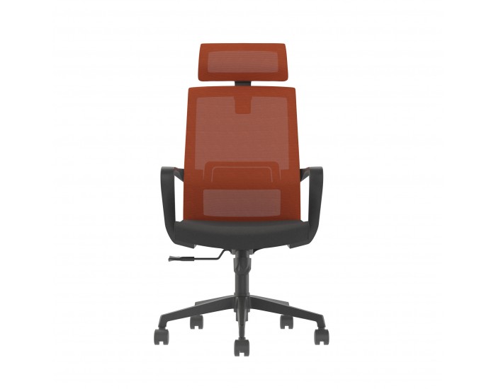 Директорски стол RFG Smart HB, дамаска и меш, Tilt механизъм, до 120 kg, черна седалка, тъмночервена облегалка