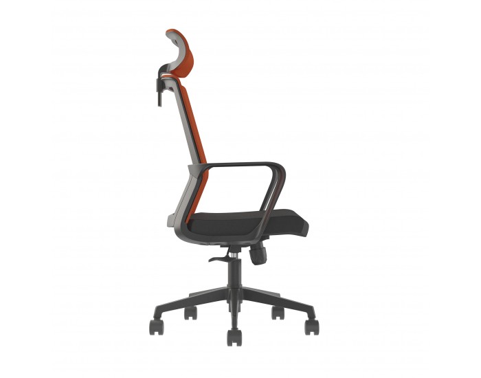 Директорски стол RFG Smart HB, дамаска и меш, Tilt механизъм, до 120 kg, черна седалка, тъмночервена облегалка