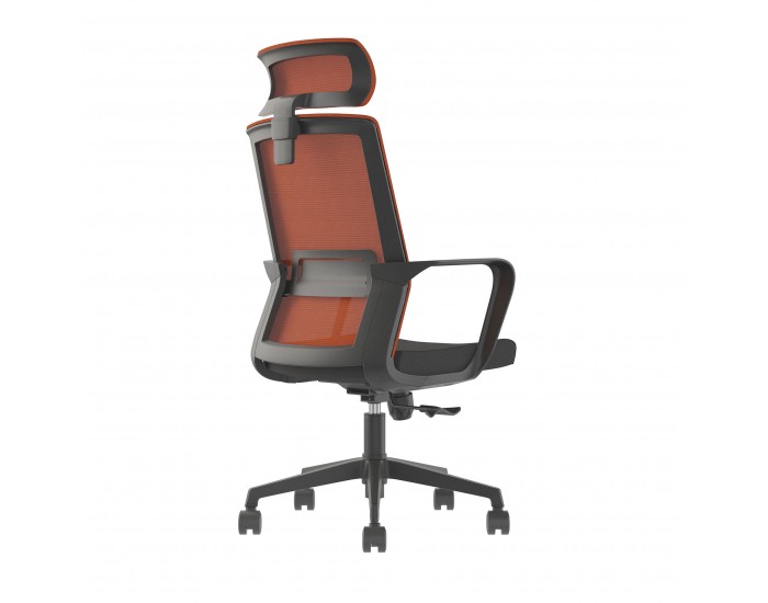 Директорски стол RFG Smart HB, дамаска и меш, Tilt механизъм, до 120 kg, черна седалка, тъмночервена облегалка