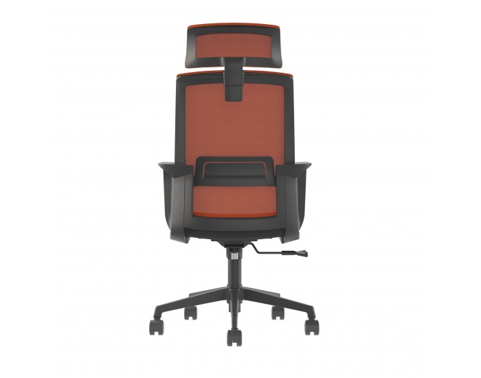 Директорски стол RFG Smart HB, дамаска и меш, Tilt механизъм, до 120 kg, черна седалка, тъмночервена облегалка