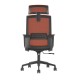 Директорски стол RFG Smart HB, дамаска и меш, Tilt механизъм, до 120 kg, черна седалка, тъмночервена облегалка