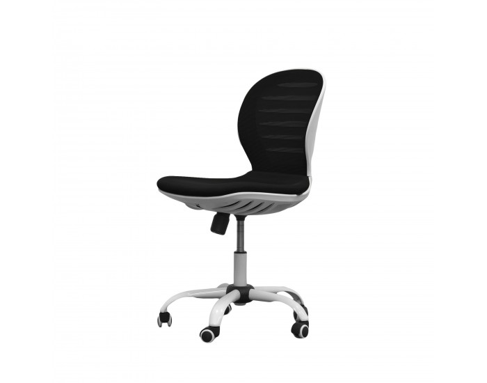 Детски стол RFG Flexy White, дамаска и меш, черна седалка, черна облегалка