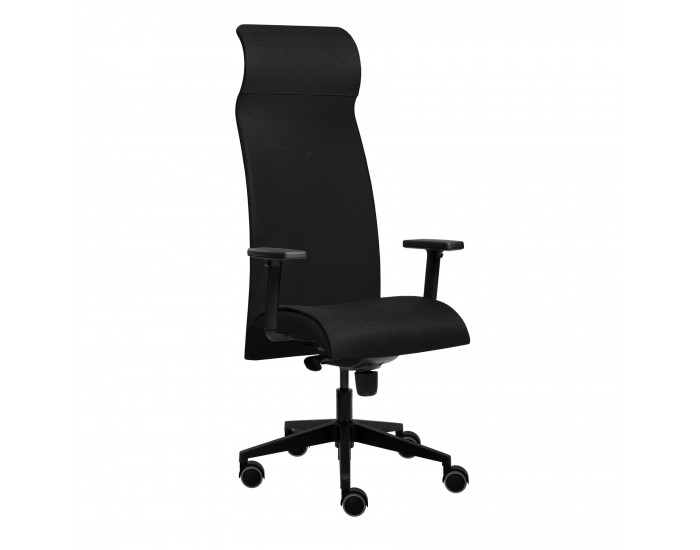 Ергономичен стол Tronhill Solium Executive, дамаска и меш, Synchronous механизъм, до 120 kg, черен